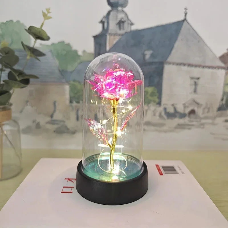 Artificial Rose Flowers Valentines Day Gift for Girlfriend Eternal Rose LED Light Foil Flower Wedding Decor Christmas Gifts Purest Peak Salt